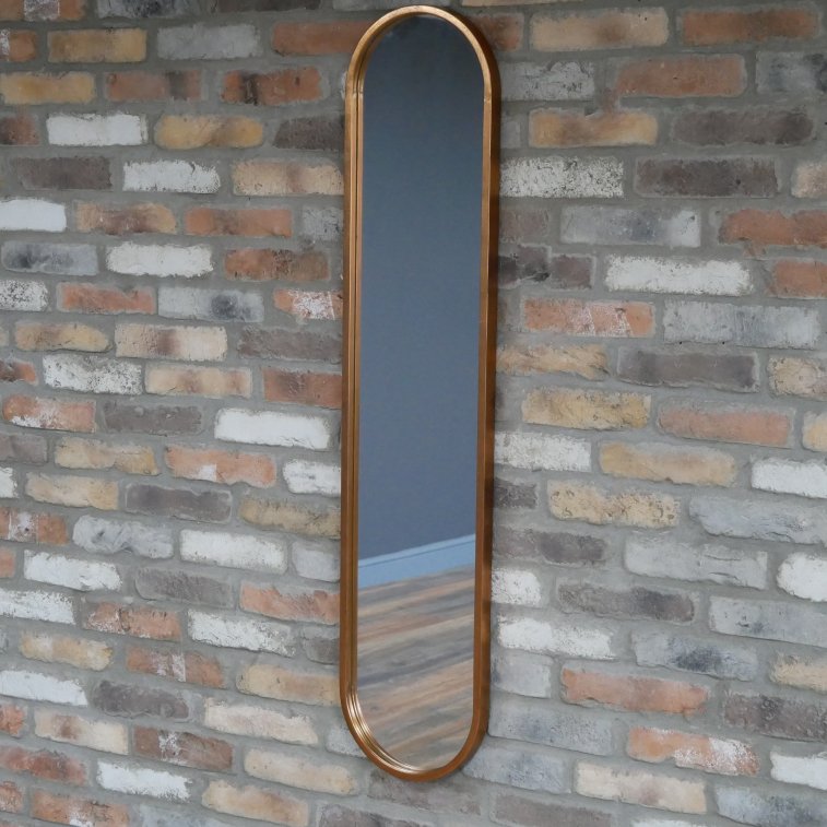 Tall Slim Copper Finish Oval Mirror - 6607 - Uneeka