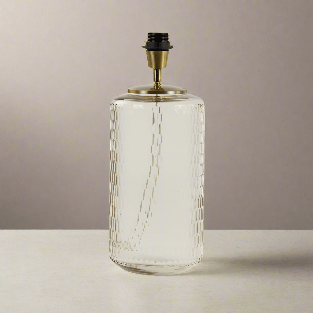 Tall Textured Glass Lamp Base in Light Pink - 8303495 - Uneeka