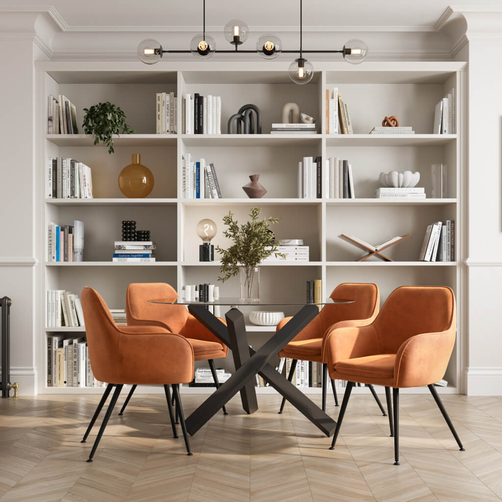 Tia Velvet Chair with Black Legs - TARBURCHA - Uneeka