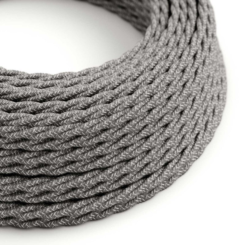 Twisted 3 Core Electrical Cable Covered with Coarse Linen in Grey - XZ3TN02 - Uneeka