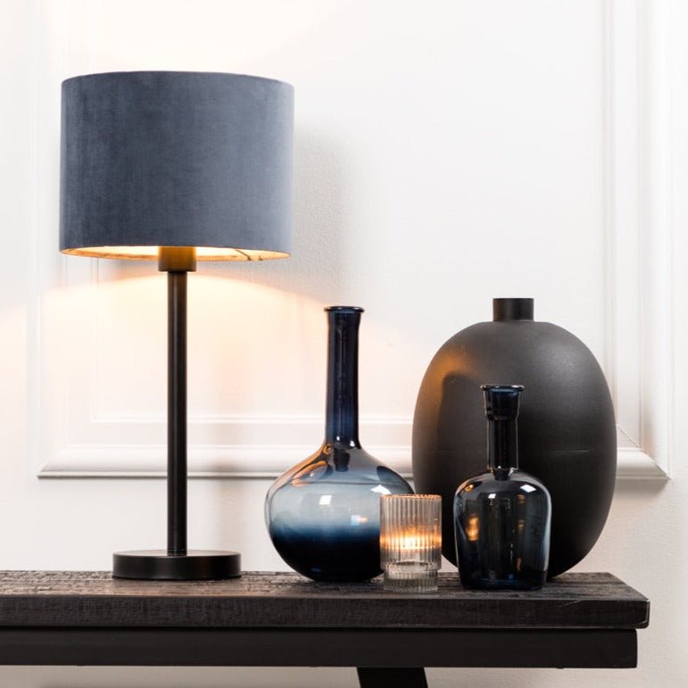Velvet Dusty Blue Cylinder Shade - 2220048 - Uneeka
