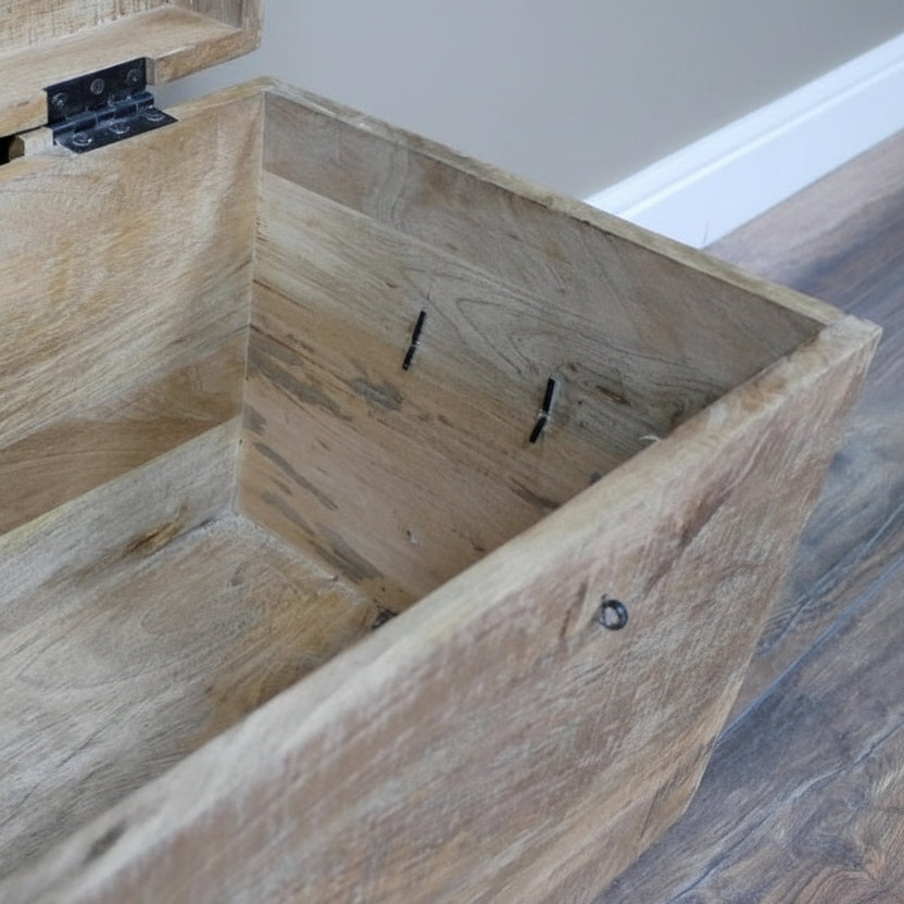 Mango Wood & Black Iron Storage Trunk - 8164 - Uneeka